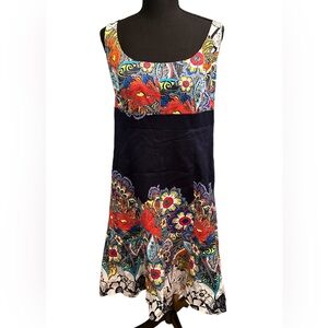 Nine West Empire Waist Blue/Multicolor Dress Size 16